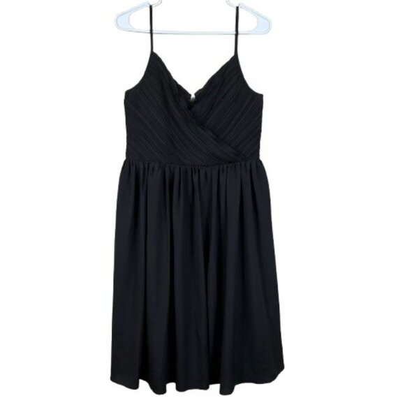 Banana Republic Black Pleated Spaghetti Strap Dress 8 Cocktail Garden Party - Picture 1 of 10